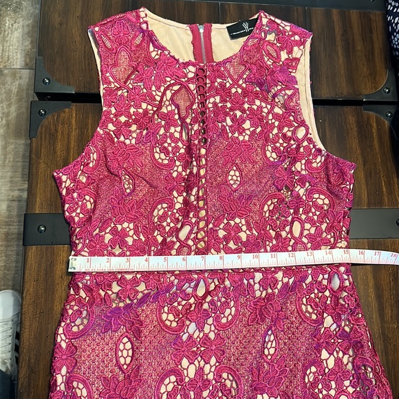 Women's Sleeveless Lace Floral -Cocktail. Knee  Length for Party. Pink.Size L. - Picture 14 of 16